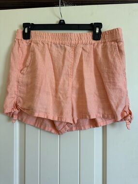 Sanctuary Peach Drawstring Linen-Blend Shorts